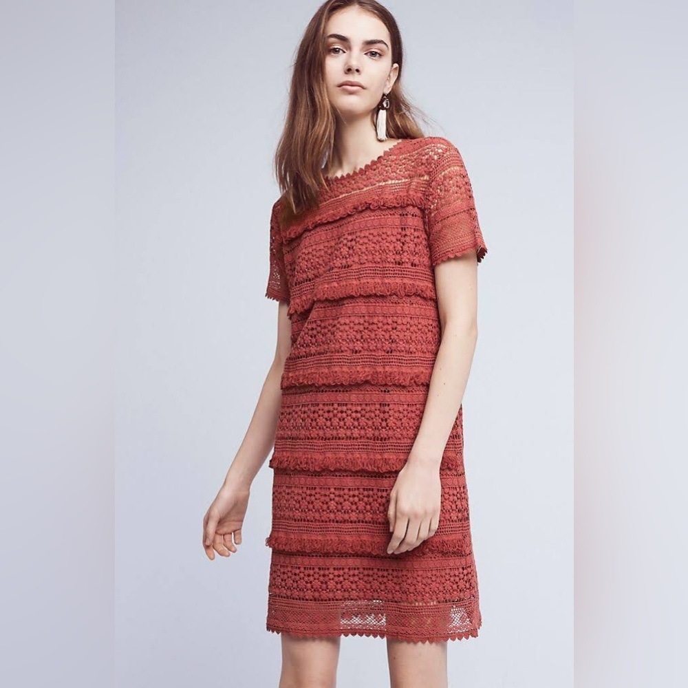 ANTHROPOLOGIE 02Sky crochet shift mini dress